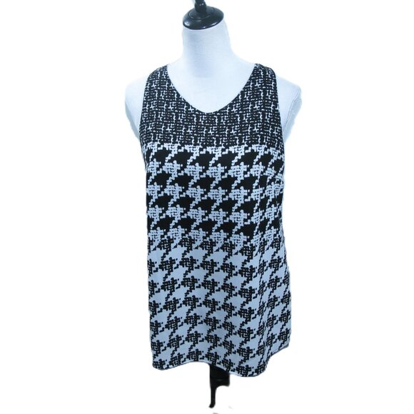 Cabi Black/White Zip Back Sleeveless Blouse Size Small - Picture 1 of 6